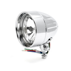 4" Headlight Salt Flat Pumper, Grooved, Hidden Lens, Diamond Cut, Chrome, ECE
