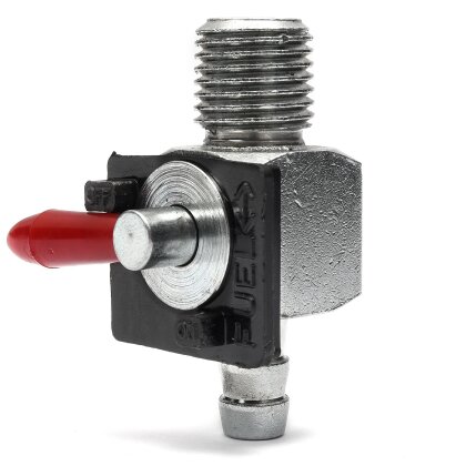 Mini Benzinhahn Red Handle 1/4" NPT gerade 6mm Schlauchanschluss