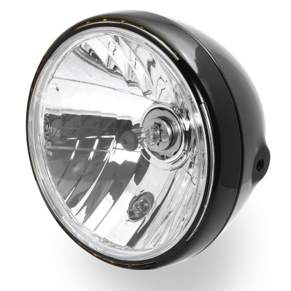 7 Scheinwerfer Sidemount mit LED Standlichtring schwarz, ECE