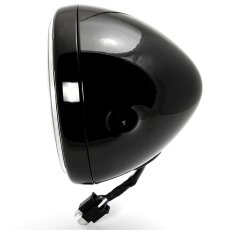 7" Headlight black Sidemount with LED parking light ring