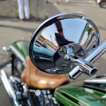 Custom Mirror round 410cm chrome with E-mark, for Japanese Motorcycles