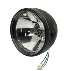 5,5" Scheinwerfer Grooved mit LED Standlichtring in Side-Mount-Gehäuse schwarz, Klarglas, ECE