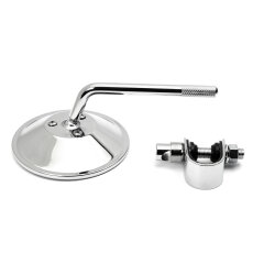 Custom Spiegel rund 4" chrom, E-Zulassung, kurzer Arm mit Lenkerklemme