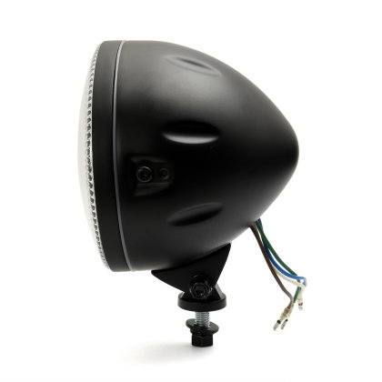5,5 Scheinwerfer Grooved mit LED Standlichtring Bottom-Mount-Gehäuse schwarz Klarglas, ECE