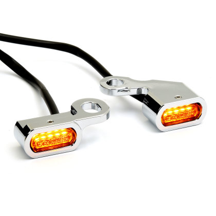 Mini LED Blinker Set Lenkerarmatur für Harley Softail 96-14, Dyna 96-17, Sportster 96-13, chrom, ECE