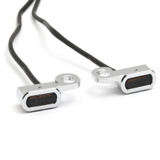 Mini LED turn signal for handlebars switch of Harley with hydraulic clutch, chrome, ECE