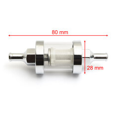 Benzinfilter 1/4" High Flow Chrom mit Glas