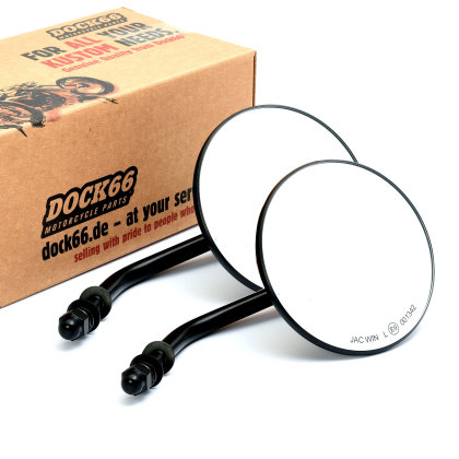 1 Paar Custom Spiegel rund 4/10cm schwarz mit E-Zulassung, für Harley-Davidson®
