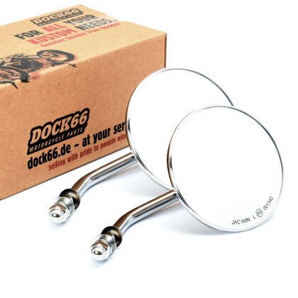 1 Paar Custom Spiegel rund 4"/10cm chrom mit E-Zulassung, für Harley-Davidson®