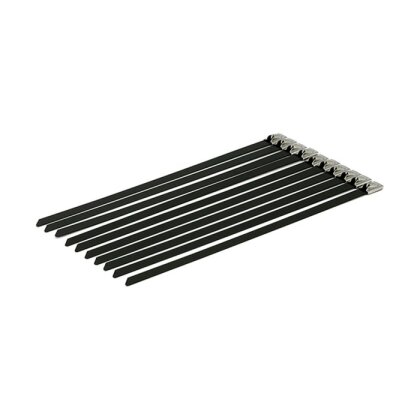 Edelstahl-Kabelbinder schwarz (10Stk.) für Auspuff-Hitzeschutzband (20cm)