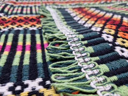 5Special portugiesische Green Fringes Fransen Decke, handgefertigt, organische Baumwolle