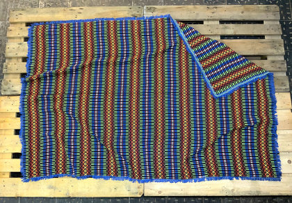 5Special portugiesische Blue Fringes Fransen Decke, handgefertigt, organische Baumwolle
