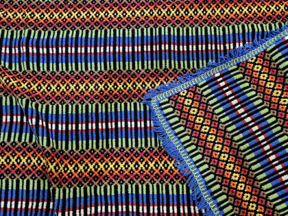5Special portugiesische Blue Fringes Fransen Decke, handgefertigt, organische Baumwolle