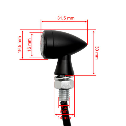 Micro Bullet LED Blinker / Rück-/ Bremslicht Set vorne & hinten schwarz, ECE (4 Stk.)