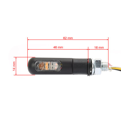 Stake mini 3in1 LED turn signal, rear light, brake light combo, alu black, ECE
