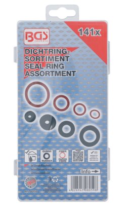 Sealing ring assortment rubber and fibreglass 141 pcs.