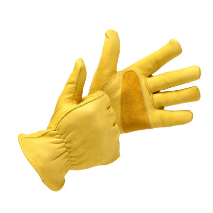Rider Gloves -M- klassische Handschuhe aus Rindsleder gelb