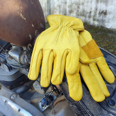 Rider Gloves -M- klassische Handschuhe aus Rindsleder gelb
