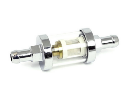 Benzinfilter 3/8" High Flow Chrom mit Glas