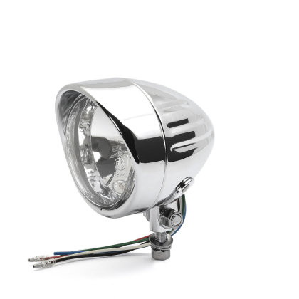 4 Headlight Salt Flat Pumper,Visor Grooved, Chrome, ECE