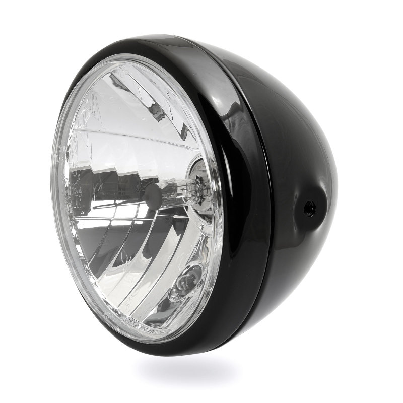 ToXx LED Motorrad Scheinwerfer Skyline H4 Schwarz Klar Glas 5 3/4 Zoll ohne  Halterung, Hauptscheinwerfer, Scheinwerfer