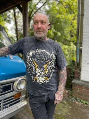 Snakebite Cycles Rising Eagle T-Shirt Acid Grey