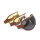 Open Face helmet visor with strap, brown leather