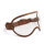 Open Face helmet visor with strap, brown leather