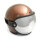 Bubble helmet visor with strap, black leather, chrome lense