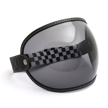 Bubble Visier mit Raceflag Strap schwarzes Leder smoke