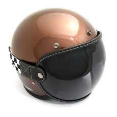 Bubble Visier mit Raceflag Strap schwarzes Leder smoke