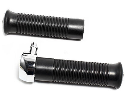 Rubber Grip Set with chrome Throttel Clamp "Anderson Style"