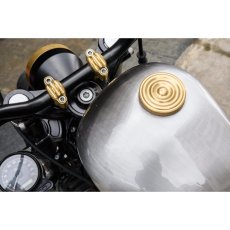 Motone Customs Fuel Gas Cap Rippled Brass for Harley and Triumph