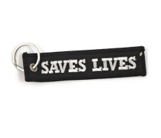 Keychain "Loud Pipes Saves Lives", black