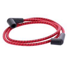Universal 40" ignition cable/plug set cotton fabric, red/black