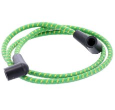 Universal 40" ignition cable/plug set cotton fabric, green/black