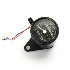 Mini-Tacho 60 mm schwarz mit schwarzem Ziffernblatt