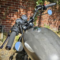 Custom Mirror round 4"10cm black E-mark, for 22mm handlebars