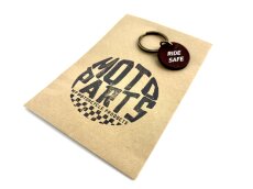 Keyring leather Roundtab shape brown
