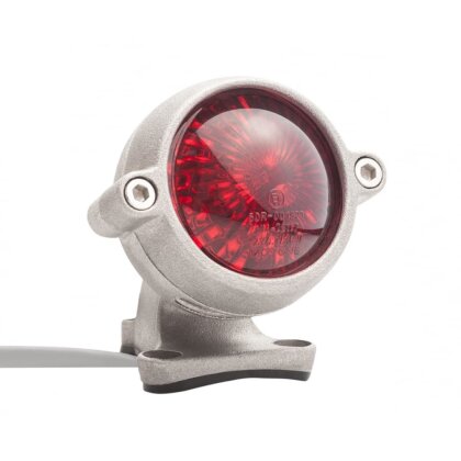 Motone "Eldorado" LED taillight - silver shot blast - with fender mount, ECE