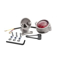 Motone "Eldorado" LED taillight - silver shot blast - with fender mount, ECE