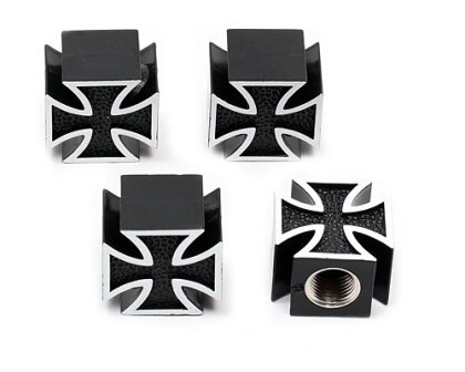Tire Valve Caps Iron Cross (4pc)