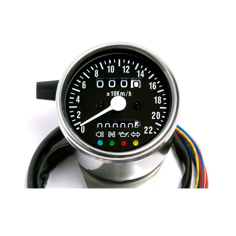 V-Twin 39-0365 Deco Mini 48mm Speedometer Kit with 2:1 Ratio