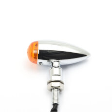 Bullet Turn Signals Chrome Smooth Long Stem, ECE